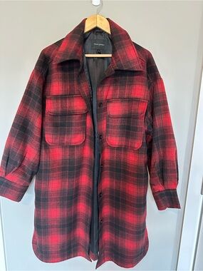 Banana Republic Red & Black Plaid Shirt Jacket
